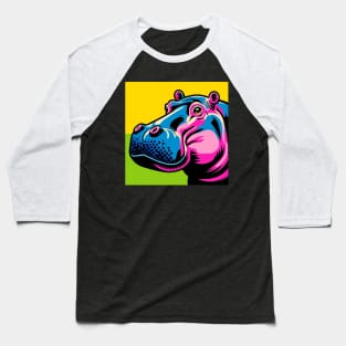 Neon Hippo Portrait Sticker T-shirt Baseball T-Shirt